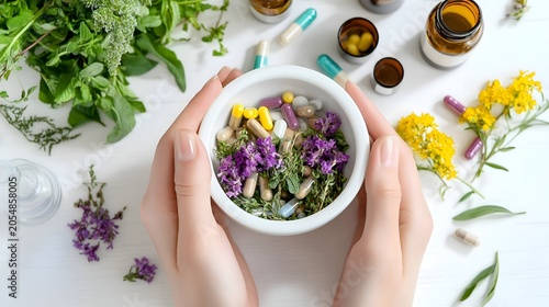 hands holding fresh herbs
