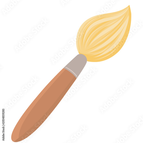 Flat Paintbrush Illustration with Wooden Handle