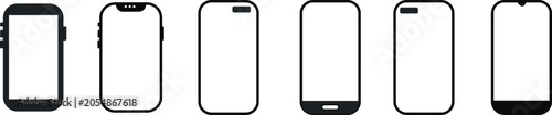 Foto Set of modern smartphone icons with different screen notch and bezel designs vec
