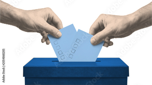 Konstfotografi Hand with ballot papers and ballot box