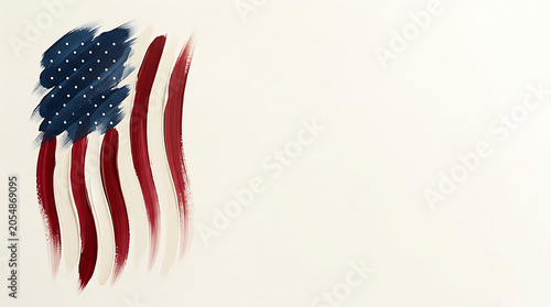 Abstract Artistic Representation of the United States Flag With Painterly Brush Strokes