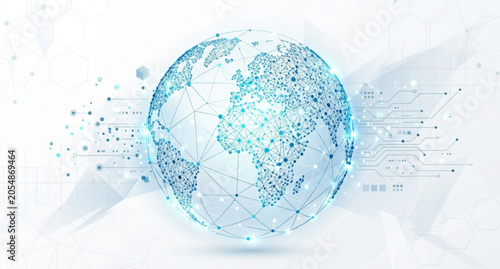 Digital global dot sphere technology vector background isolated on white
