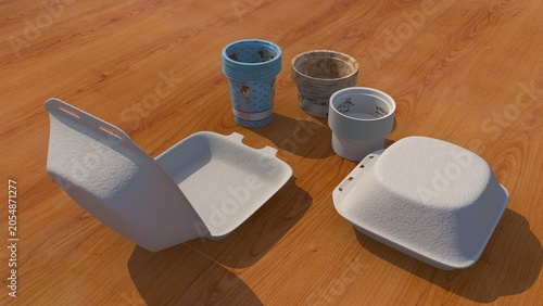 Bild auf Leinwand Biodegradable plastics are materials derived from renewable resources (like cornstarch or sugarcane) designed to decompose naturally into water and carbon dioxide via microorganisms