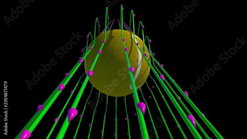 Billede på lærred Ball air friction, known as aerodynamic drag, is a force that opposes the motion of a ball traveling through the air