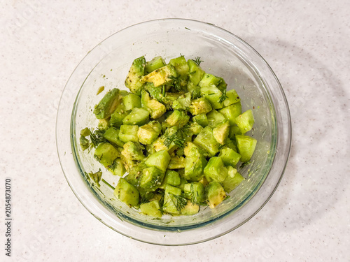 Fresh cucumber and avocado salad