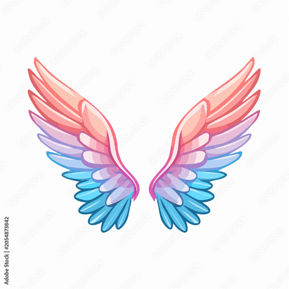 Fototapeta premium Colorful Angel Wings Illustration