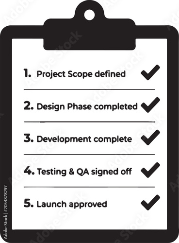 Checklist with project completion tasks marked