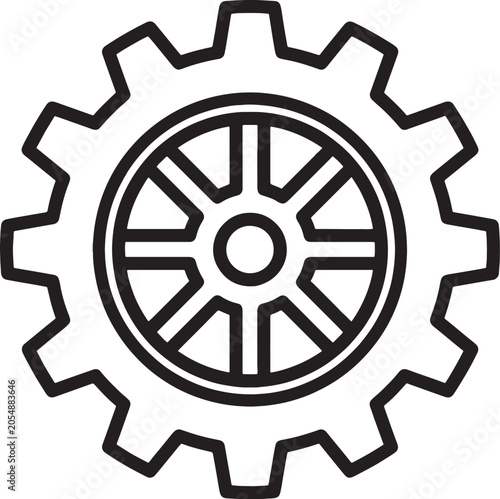 Simple gear icon with mechanical teeth design