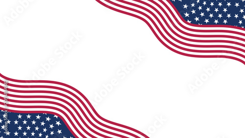 Wavy American flag design with red white and blue stripes and stars for patriotic celebration and holiday background