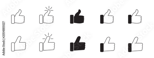 thumb icon in line and flat style