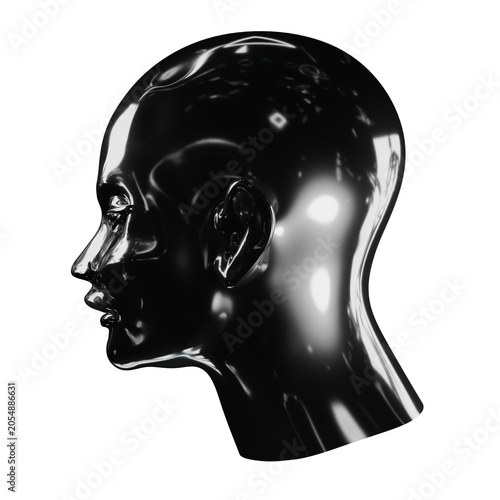 face head 3d futuristic chromatic metallic sci-fi cyberpunk y2k transparent png element