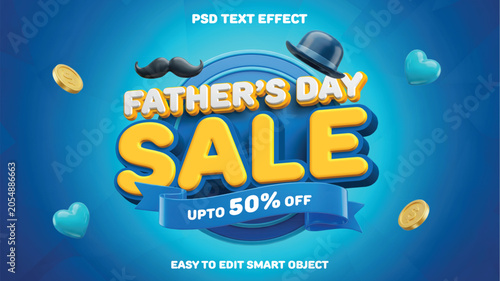 Father's Day Special Offer Sale Banner Template with 3D Text Effect