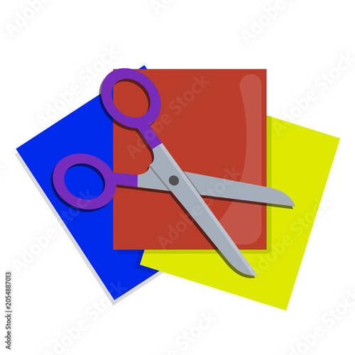 Crafts tools with paper sheets illustration