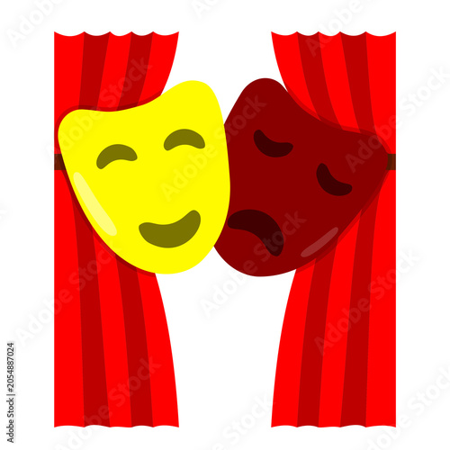 Drama masks on theater stage curtains illustration