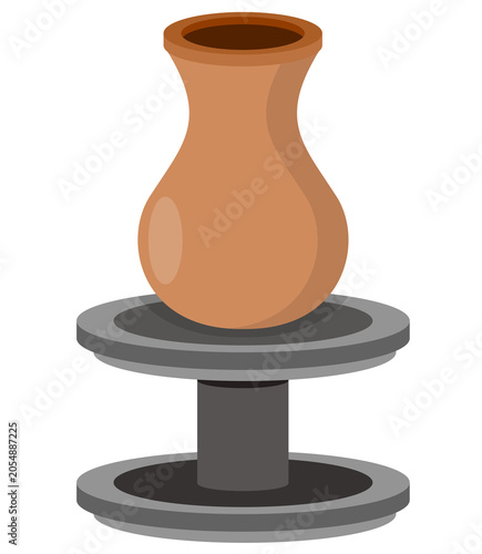 Pottery on a spinning wheel illustration