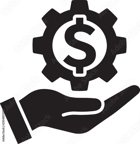 Hand holding money gear icon