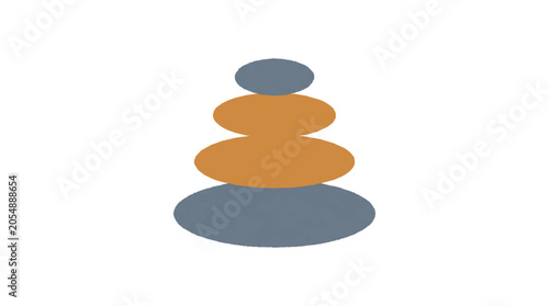 Canvas Print Minimalist stacked balancing zen stones illustration on white backgrou