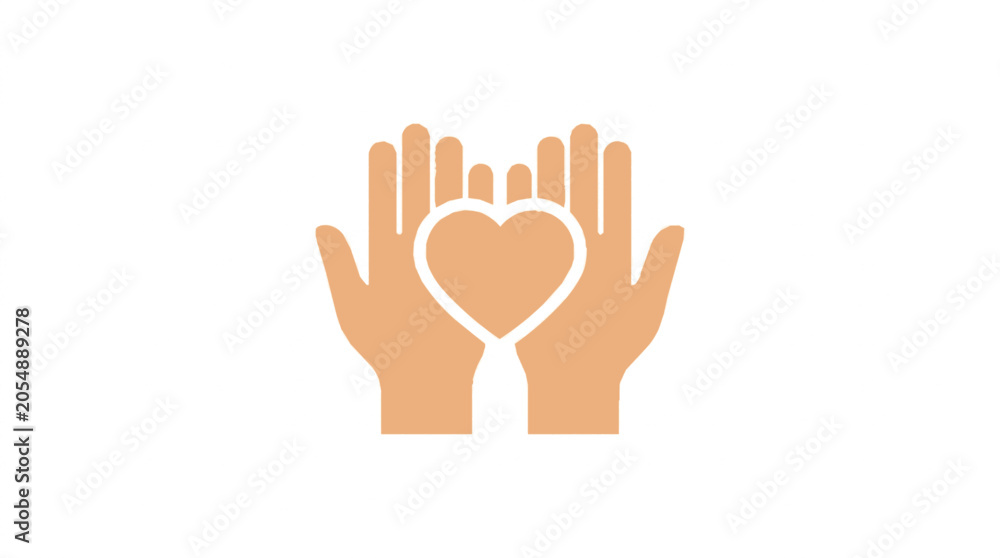 Fototapeta premium Flat design illustration of hands holding a red heart