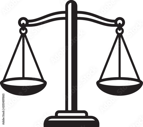 Balanced justice scale icon illustration