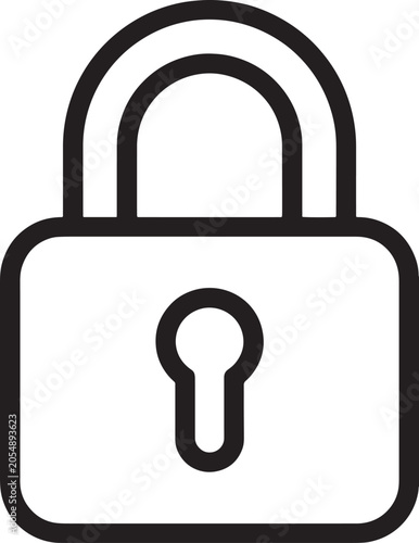 Simple closed padlock icon with keyhole
