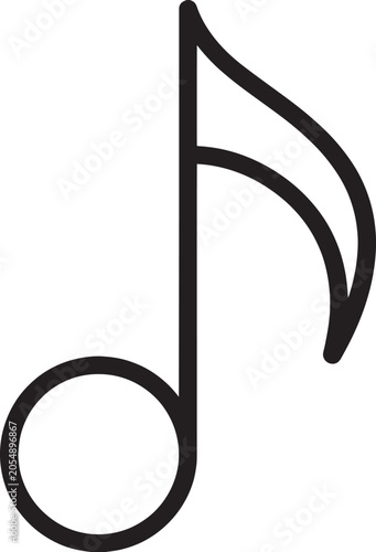 Flat music note icon with circle