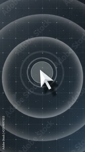 Minimal arrow pointer highlighting an object with soft pulse effect.