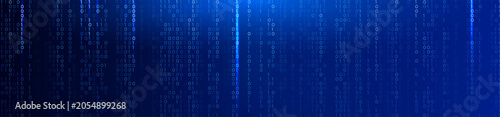 1 0 Binary Code, Abstract Matrix Blue Background for Computer Data Digital Technology, Cybersecurity, SaaS, Software Cyber Tech Pattern. Information Network Texture Programming BG. Vector Backdrop