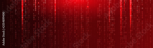 Obraz na płótnie Virus Code Flow Red Binary Code Bug Cyber Attack Pattern
