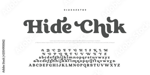 Hide Chik Luxury font alphabet logo. Typography Beauty fashion elegant classic letters serif italic fonts decorative wedding vintage blossom logos. vector illustration