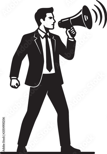 Businessman speaking with megaphone