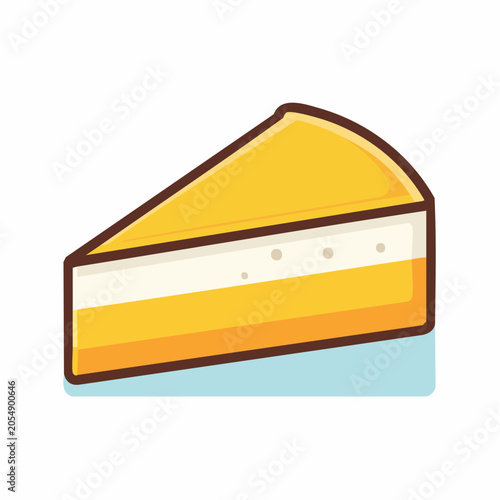 Slice of layered cheesecake with yellow topping
