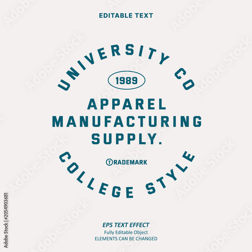 Editable Text Effect Vector of white Tosca minimalist university college style work shirt Uniform or denim jacket Design for Printing, garment, merchandise, apparel, small business