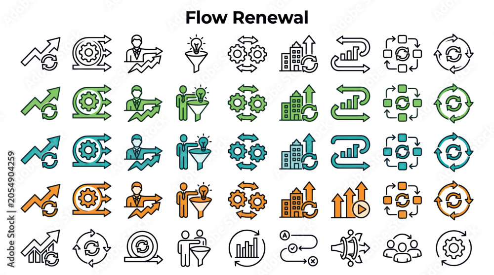 Fototapeta premium Business process icons for workflow optimization and agile growth