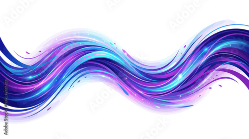 Vibrant flowing waves of blue and purple with glowing sparkles