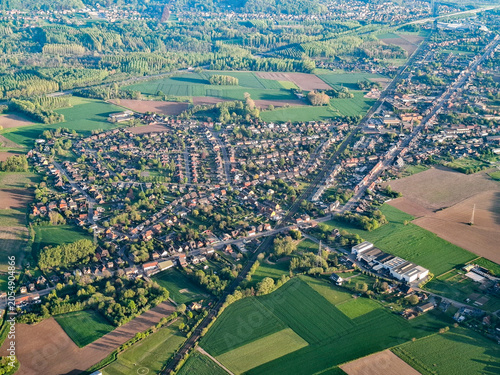 Aerial view on Wilsele-Putkapel, village in Flanders, Belgium, located between cities Leuven and Aarschot
