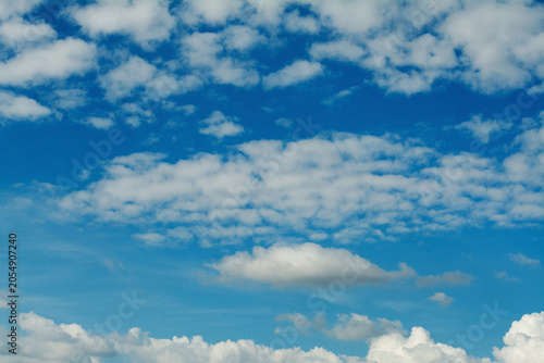 The sky, clouds, changing weather in the blue sky, plumes of smoke gathering into abstract clouds.