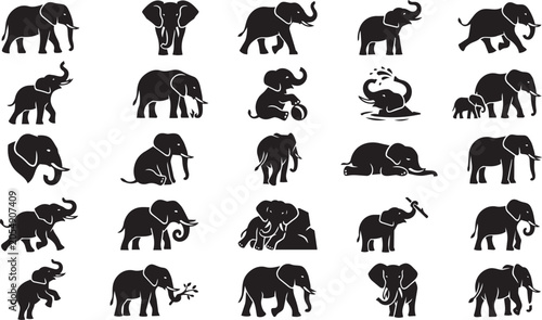 Photography elephant icon sheet