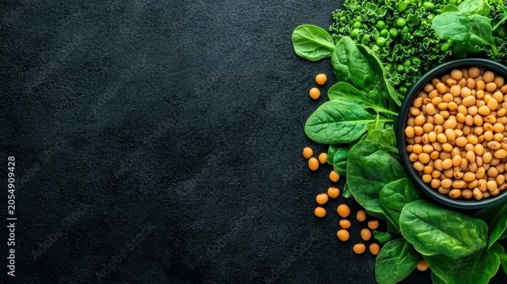 Obraz premium Balanced A wholesome meal with whole grains, legumes, and fresh vegetables.