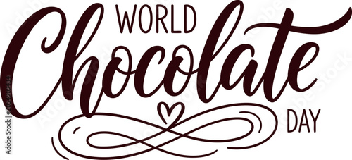Foto World chocolate day hand lettered typography design with elegant swirls and a he