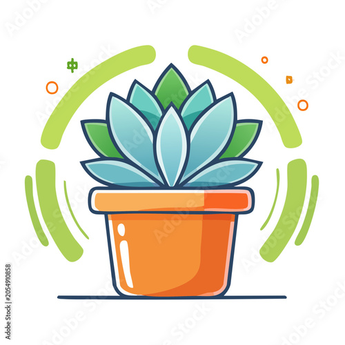 Cartoon succulent plant in pot