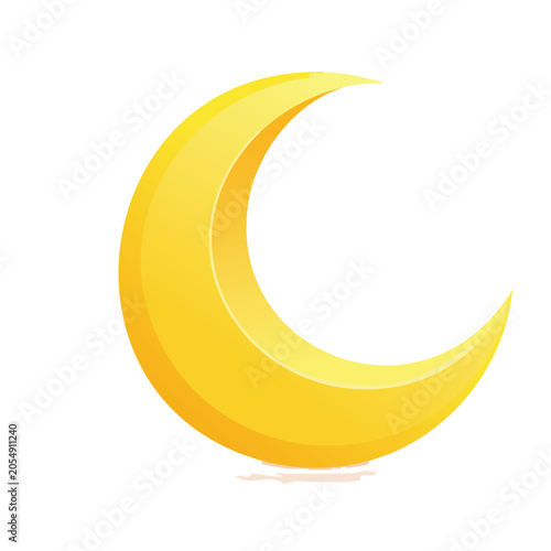 Yellow Crescent Moon Vector Illustration