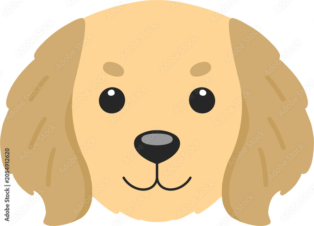 Fototapeta premium Cute Golden Retriever Dog Face Illustration