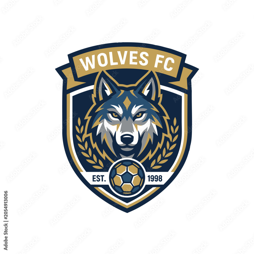 Obraz premium Professional Wolves Football Club Crest Soccer Team Logo