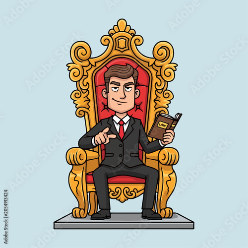 A cartoon vector of a dashing man sitting on a throne
