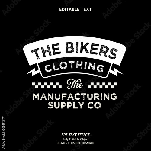 Editable Text Effect Vector of Black white vintage the bikers clothing work shirt Uniform or denim jacket Design for Printing, garment, merchandise, apparel, small business