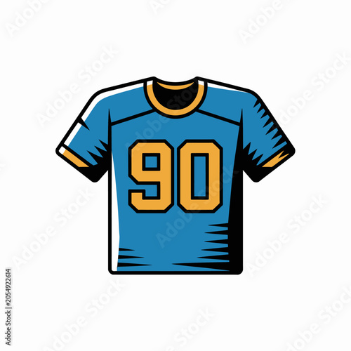 A blue sports jersey with the number ninety on the front