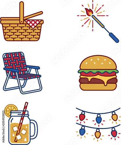 People enjoy a festive outdoor picnic with food and decorations at a park.