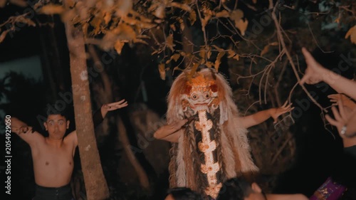 Dramatic Group Dance Around Rangda Spirit