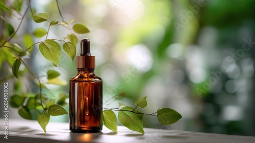 Amber glass bottle dropper nature