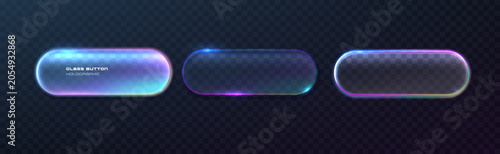 Foto Holographic glass shapes featuring liquid textures and colorful gradients